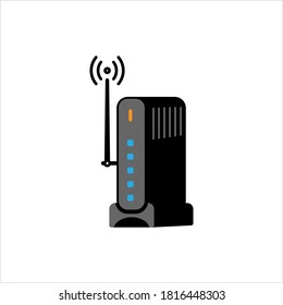 Wifi Modem Icon, Router Internet Network Hardware Vector Art Illustration