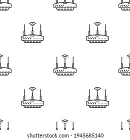 Wifi Modem Icon Seamless Pattern, Router Internet Network Hardware Vector Art Illustration