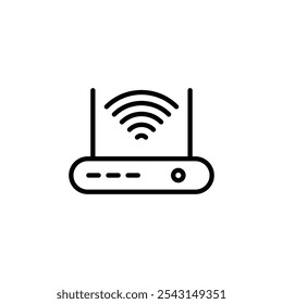 Conjunto de ícones de modem Wi-Fi. versões com contorno e preenchidas sólidas.