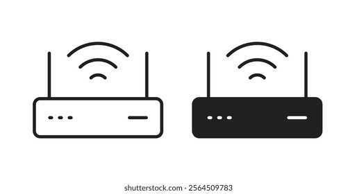 Wifi modem icons in flat and line style set.