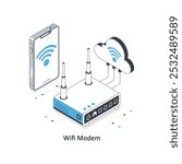 Wifi Modem  Isometric stock illustration. EPS File stock illustration