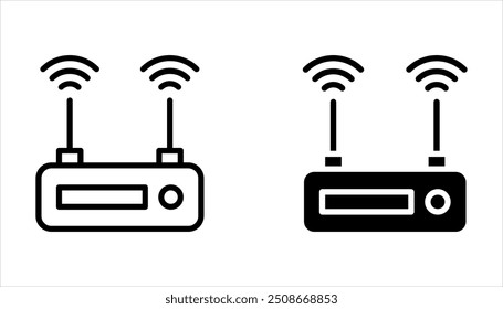 Conjunto de ícones de linha de modem wifi. sinal de estilo linear para conceito móvel e web design. wifi router outline vetor icon em fundo branco