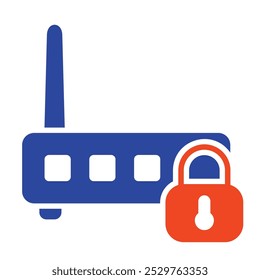 WIFI modem with lock vector icon. Private wifi network sign. Security sign. Graph symbol for your web site design, logo, app, UI