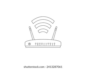Wifi modem outline icon vector. Wifi modem outline isolated on white background. Vector Illustration