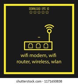wifi modem, wifi router, wlan  vector icon