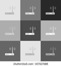 Wifi modem sign. Vector. Grayscale version of Popart-style icon.