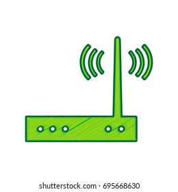 Wifi modem sign. Vector. Lemon scribble icon on white background. Isolated