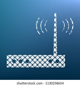 Wifi modem sign. Vector. White textured icon at lapis lazuli gradient background.