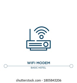 wifi modem vector line icon. Simple element illustration. wifi modem outline icon from basic hotel set concept. Can be used for web and mobile
