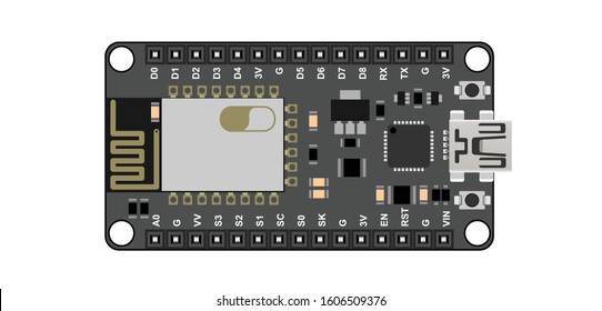 WIFI MODULE OR NODE MCU TOP VIEW ILLUSTRATION