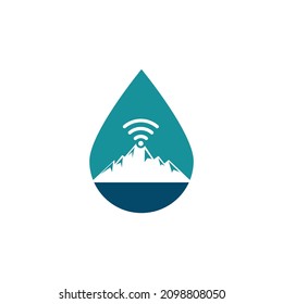 Diseño de iconos con el logo de Wifi Mountain drop. Plantilla de icono de señal de montaña.