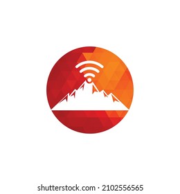Wifi Mountain Logo Icon Design. Mountain signal icon template.	