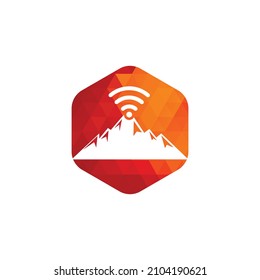 Wifi Mountain Logo Icon Design. Mountain signal icon template.	