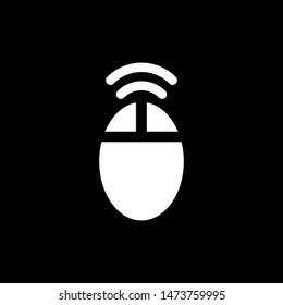 Wifi Mouse Icon On Black Background. Black Flat Style Vector Illustration.