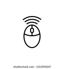 Wifi Mouse Line Icon In Flat Style Vector For App, UI, Websites. Black Icon Vector Illustration.