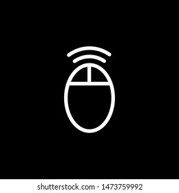Wifi Mouse Line Icon On Black Background. Black Flat Style Vector Illustration