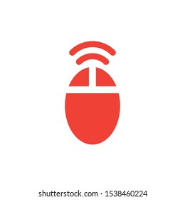 Wifi Mouse Red Icon On White Background. Red Flat Style Vector Illustration