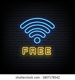 Wifi neon sign, design element, announcement neon signboard.