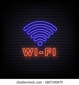 Wifi neon sign, neon style