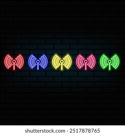 Wifi neon sign vector. Glowing Neon Wifi Symbol Extended Letters, Light Banner, Neon Text. Vector illustration. Billboard. Text Neon Sign Edit.