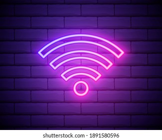 Wi-fi neon sign.vector Night bright advertisement. Vector illustration in neon style for cafe and connection. Vector illustration in neon style.