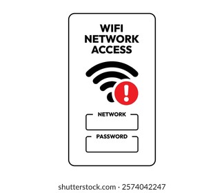 WiFi Network Access and Password Sign, High-Quality Vector Image for Providing Network Information, Unique and Distinct Design