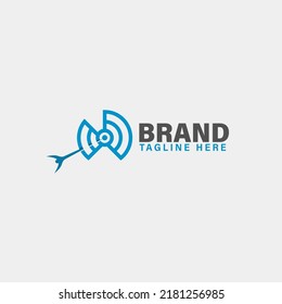 wifi network connection logo with arrow,digital communication logo,vector design