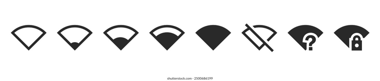 Wi-fi network connection status set for User Interface isolated on white background. Vector icons in flat style