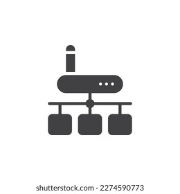 Icono de vector de conexión de red inalámbrica. signo plano relleno para concepto móvil y diseño web. Icono de teclado del servidor de enrutador. Símbolo, ilustración del logotipo. Gráficos vectoriales