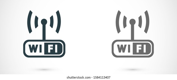 Wi-Fi network icon. Blue Vector Logo.Wi-Fi network icon Illustration. Isolated vector Illustration. Blue on Gray background. Wi-Fi network icon EPS Illustration. Grey background.