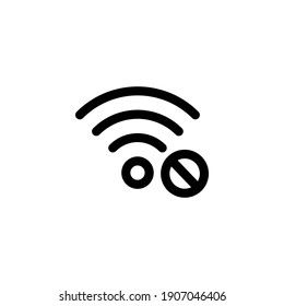 Wifi network icon disable in line style. Connection and network icon