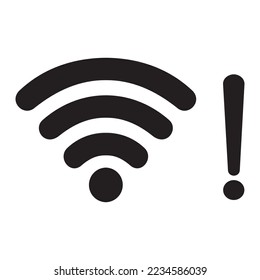 Wi-Fi network icon with exclamation point. Wifi network sign is not connected. Vector illustration.