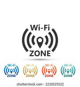 Wi-Fi network icon isolated on white background. Set elements in colored icons. Flat design. Vector Illustration
