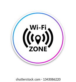 Wi-Fi network icon isolated on white background. Circle white button. Vector Illustration