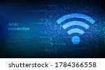 Wi-Fi network icon. Wi Fi sign made with binary code. Wlan access, wireless hotspot signal symbol. Mobile connection zone. Data transfer. Router or mobile transmission. Vector illustration.