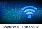 Wi-Fi network icon. Wi Fi sign made with binary code. Wlan access, wireless hotspot signal symbol. Mobile connection zone. Data transfer. Router or mobile transmission. Vector illustration.