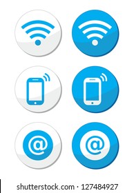 Wifi network, internet zone blue labels set - vector