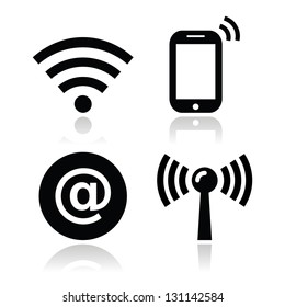 Wifi network, internet zone icons set