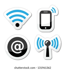 Wifi network, internet zone icons set