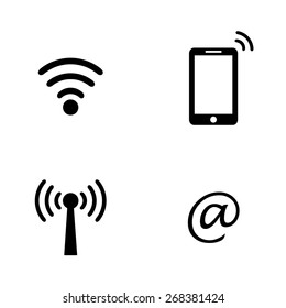 Wifi network, internet zone icons set