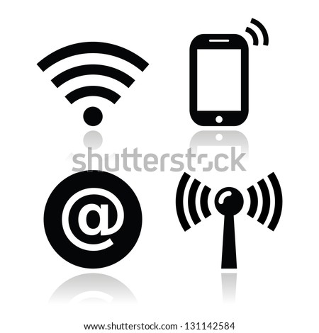 Wifi network, internet zone icons set