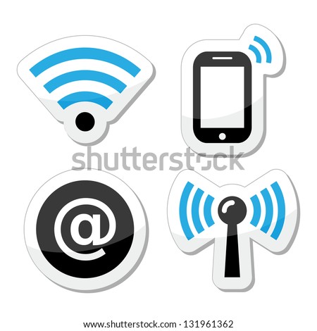 Wifi network, internet zone icons set