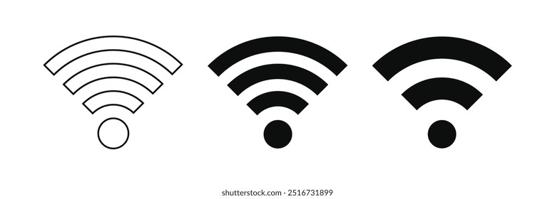  ícone linear de rede wi-fi. sinal e símbolo. Sinal sólido de área de wifi pública. Ícone de Wi-Fi símbolo plano de elemento de sinal de internet sem fio. Conjunto de ícones do vetor Wifi. ícone wifi. Eps 10.