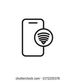 Wifi network on mobile icon illustration