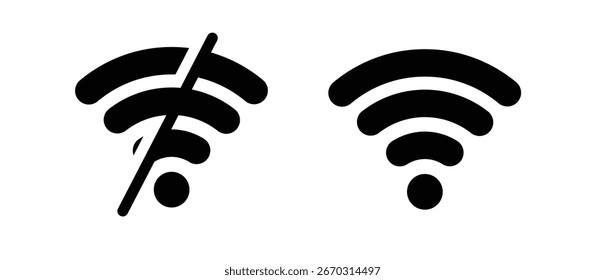 Ícone vetorial de sinal de rede e WiFi, representando os conceitos de conectividade, comunicação e tecnologia sem fio.