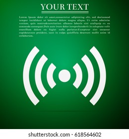 Wi-Fi network symbol flat icon on green background. Vector Illustration