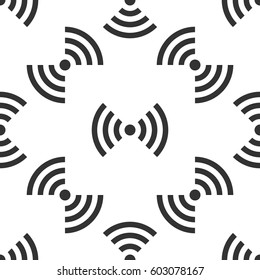 Wi-Fi network symbol icon seamless pattern on white background. Vector Illustration