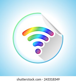 Wi-fi Network Symbol. Wifi Zone. Round Sticker Illustration 