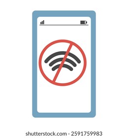 Wi-Fi with No Red Sign Icon Network Warning and Forbidden Internet Concept