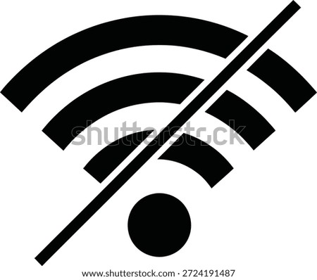 WiFi Off Icon, No Internet Connection Symbol, Wireless Signal Disabled Vector